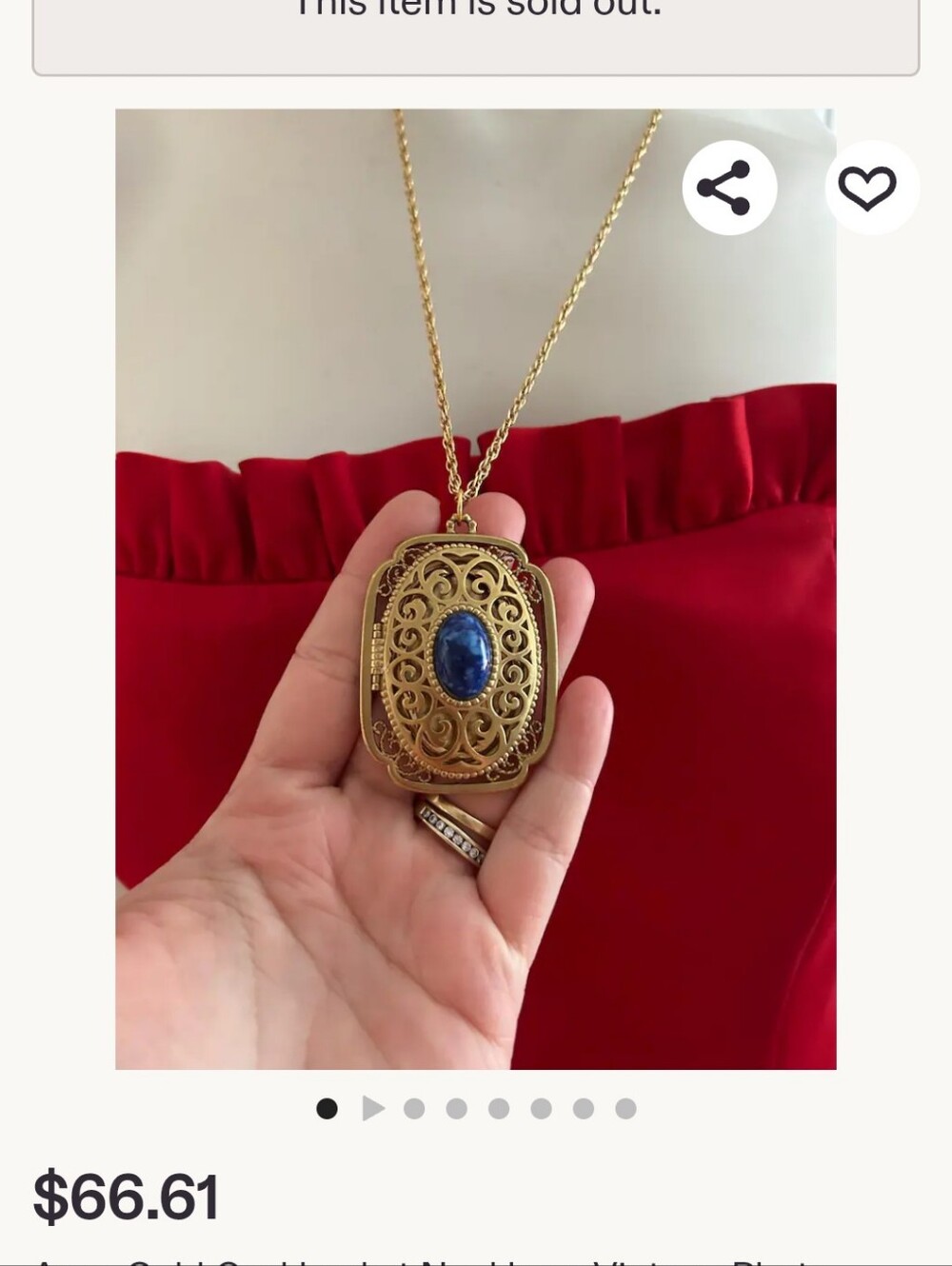 Avon Yesteryear Locket Necklace 1973 - Picture 8 of 8